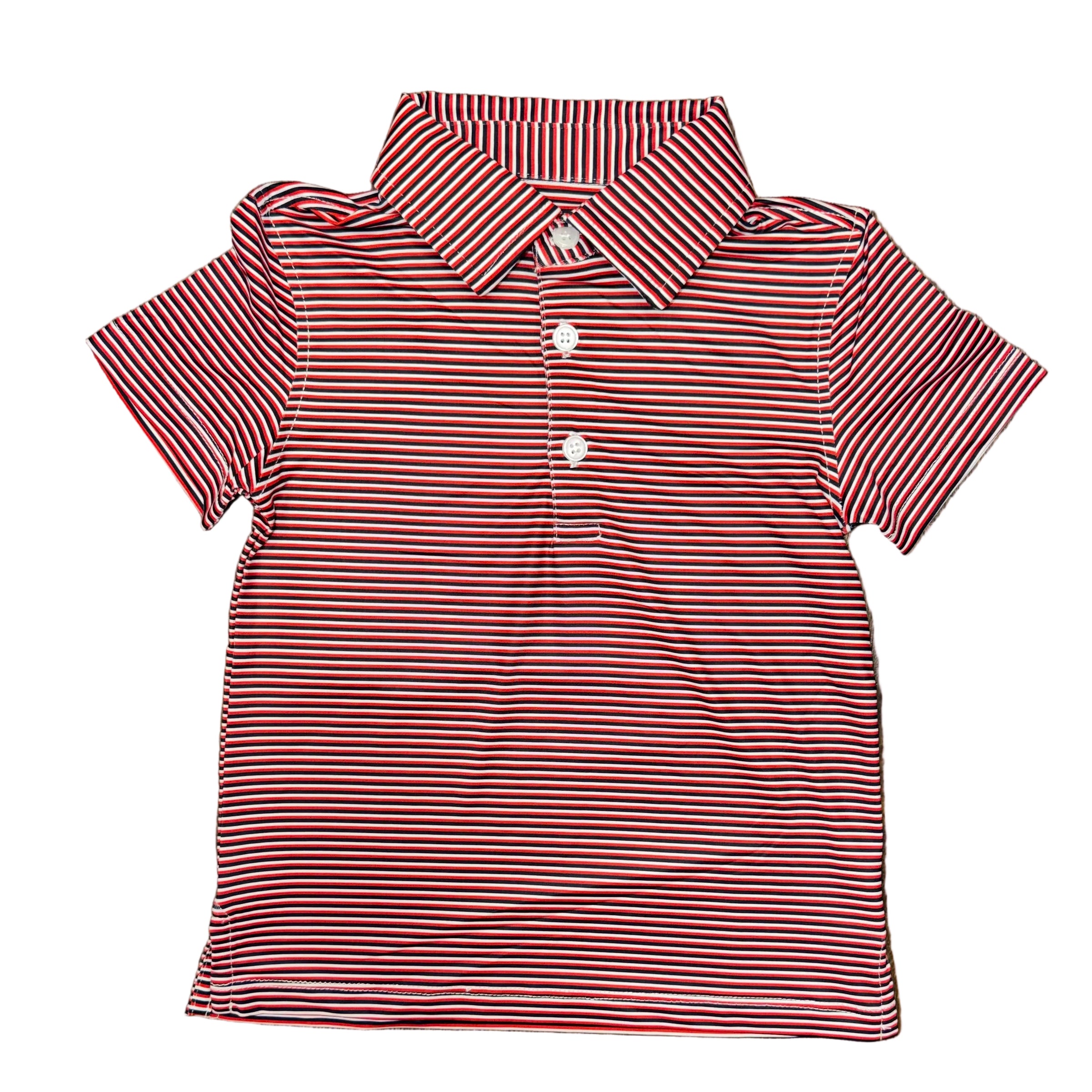 Micro Red/Black/White Stripe Polo