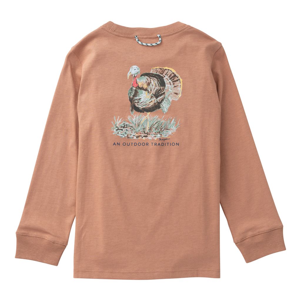 PRE-ORDER Kid's Long Sleeve Cotton Pocket T-shirt - Mocha Mousse
