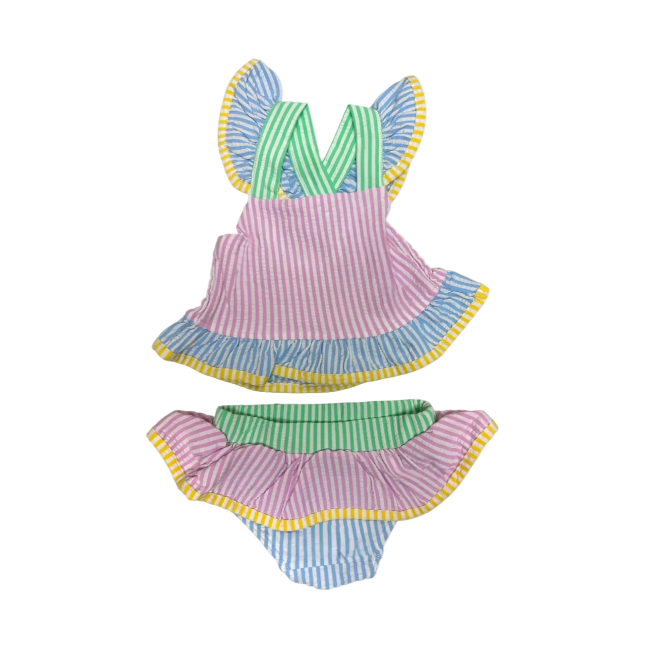 Multi Stripe Seersucker 2 piece Swimsuit