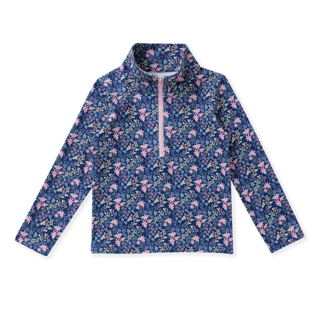 Navy Ditsy Floral Pull Over Top
