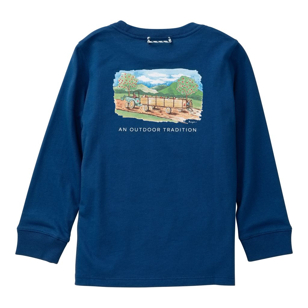 PRE-ORDER Kid's Long Sleeve Cotton T-shirt - Navy Peony