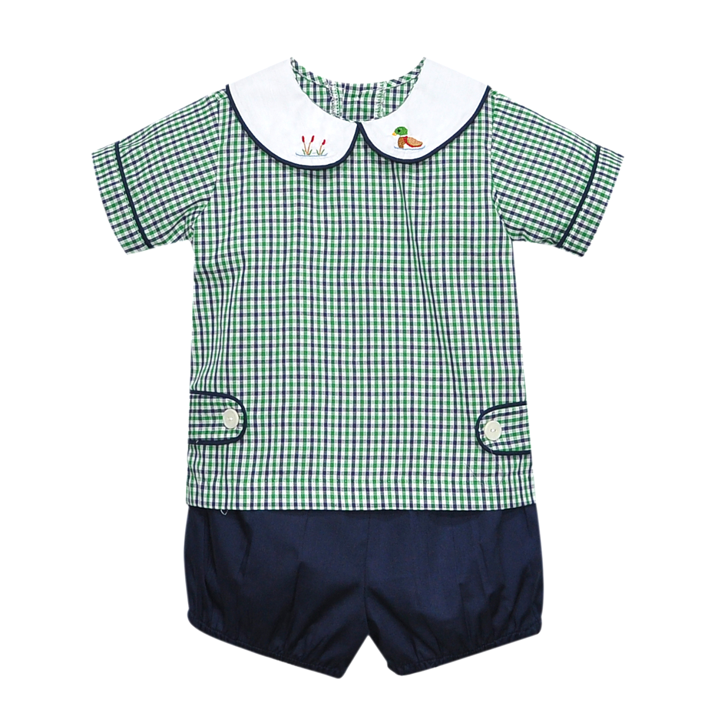 Navy Plaid Riley Short Set-Ducks