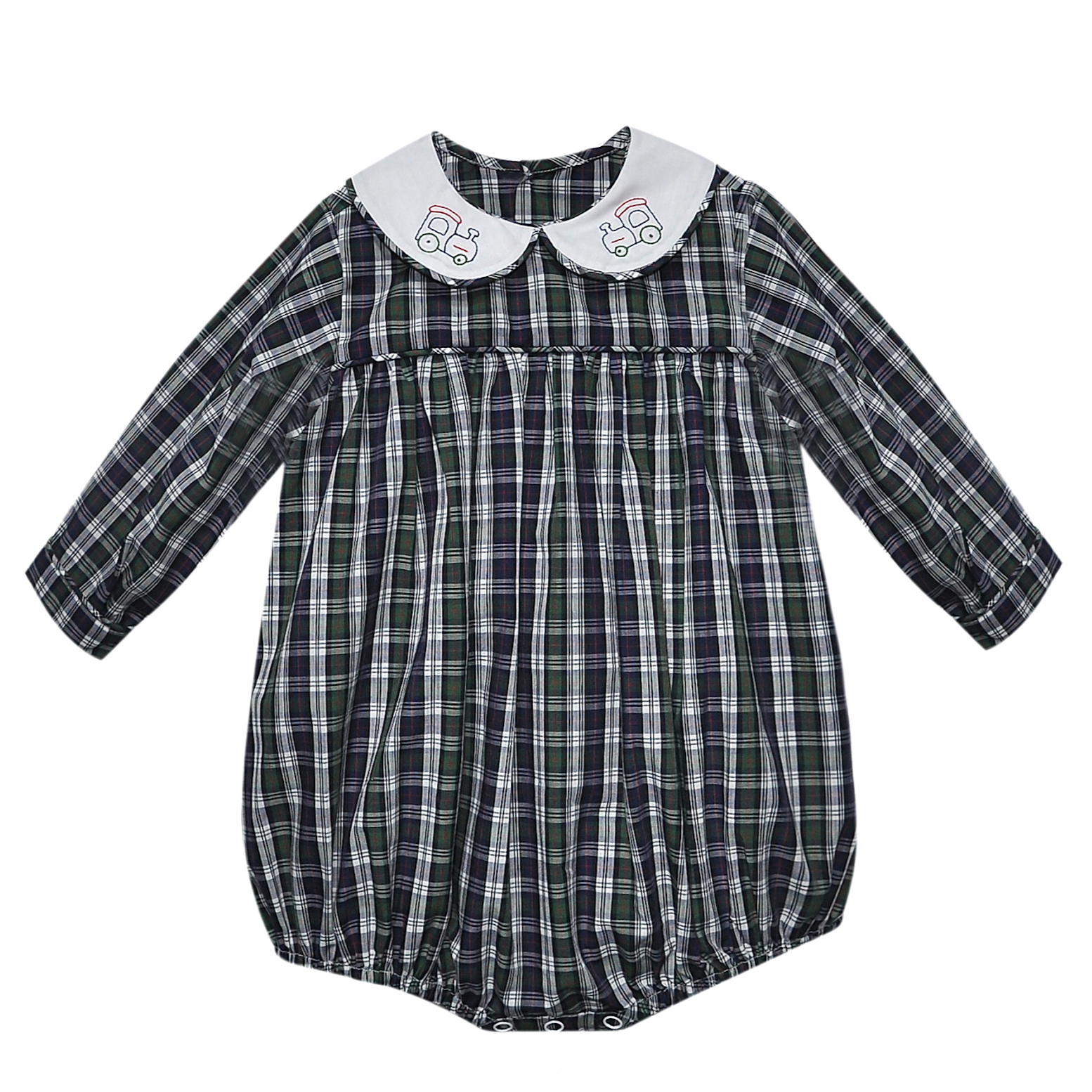 Navy Plaid Sawyer Boy Bubble Train