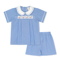 Noah Ribbon Short Set River Royal Minigingham
