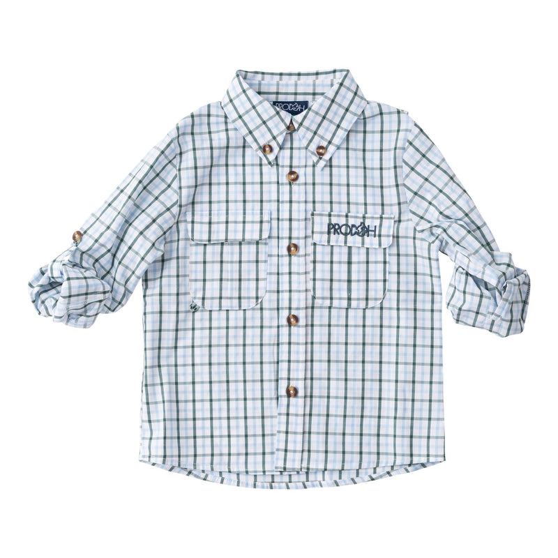 Posy Green/Powder Blue Windowpane Founders Fishing Shirt