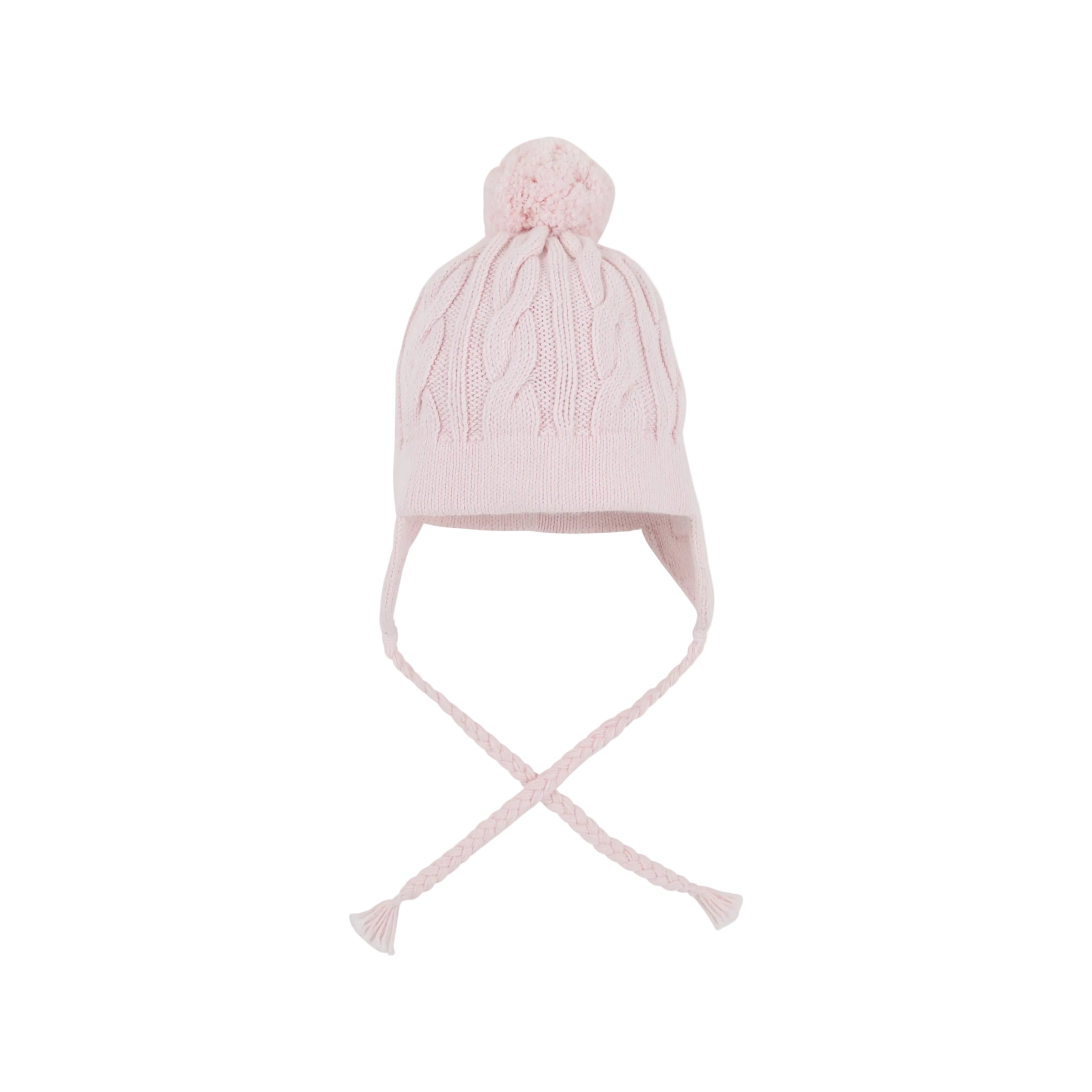 Parrish Pom Pom Hat Cable Knit Palm Beach Pink