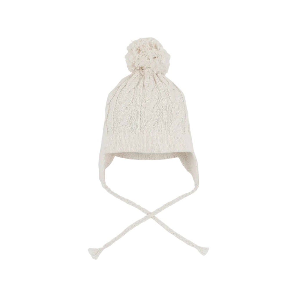 Parrish Pom Pom Hat Cable Knit Palmetto Pearl
