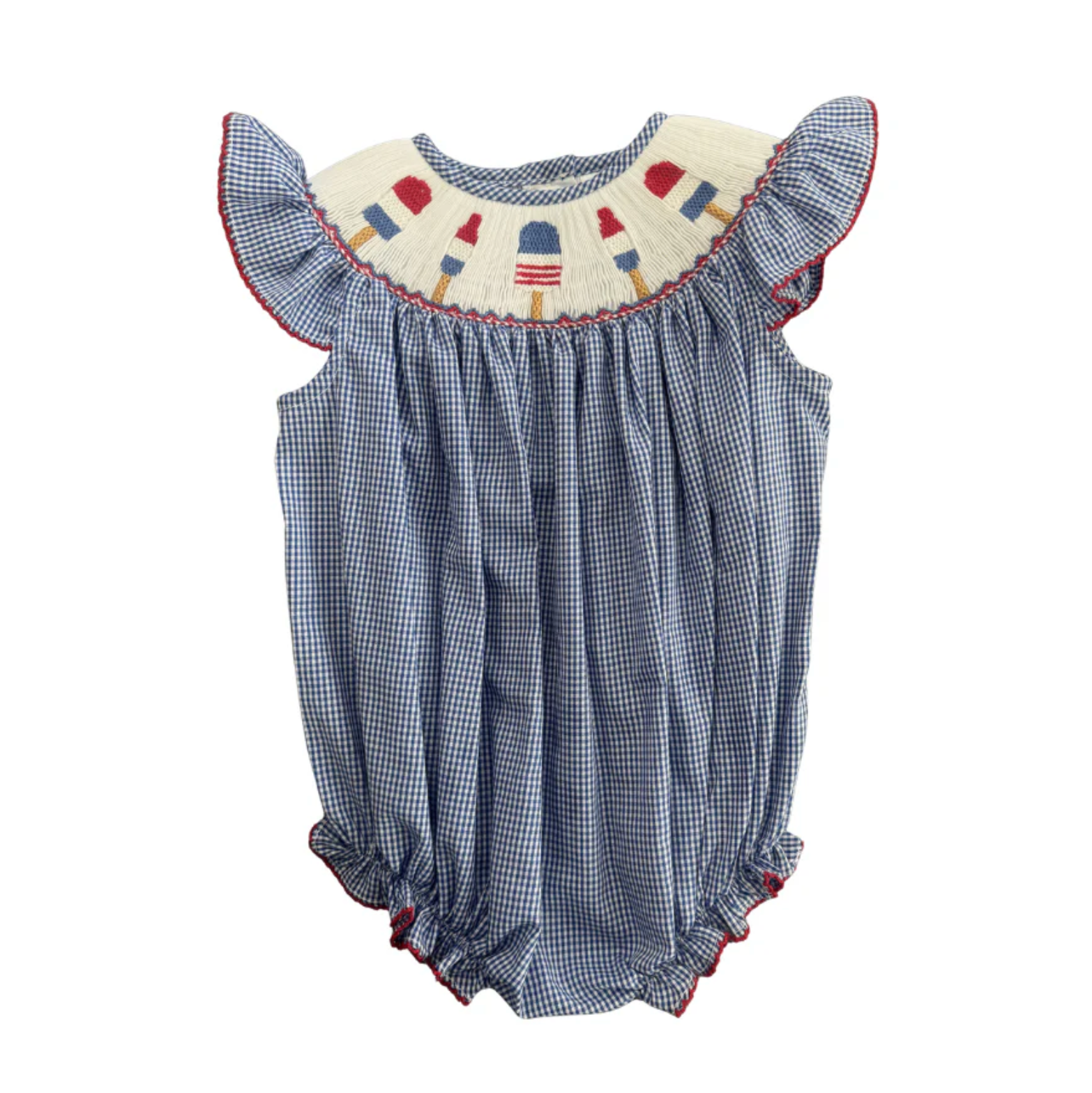 Patriotic Popsicles Smocked Bishop Bubble