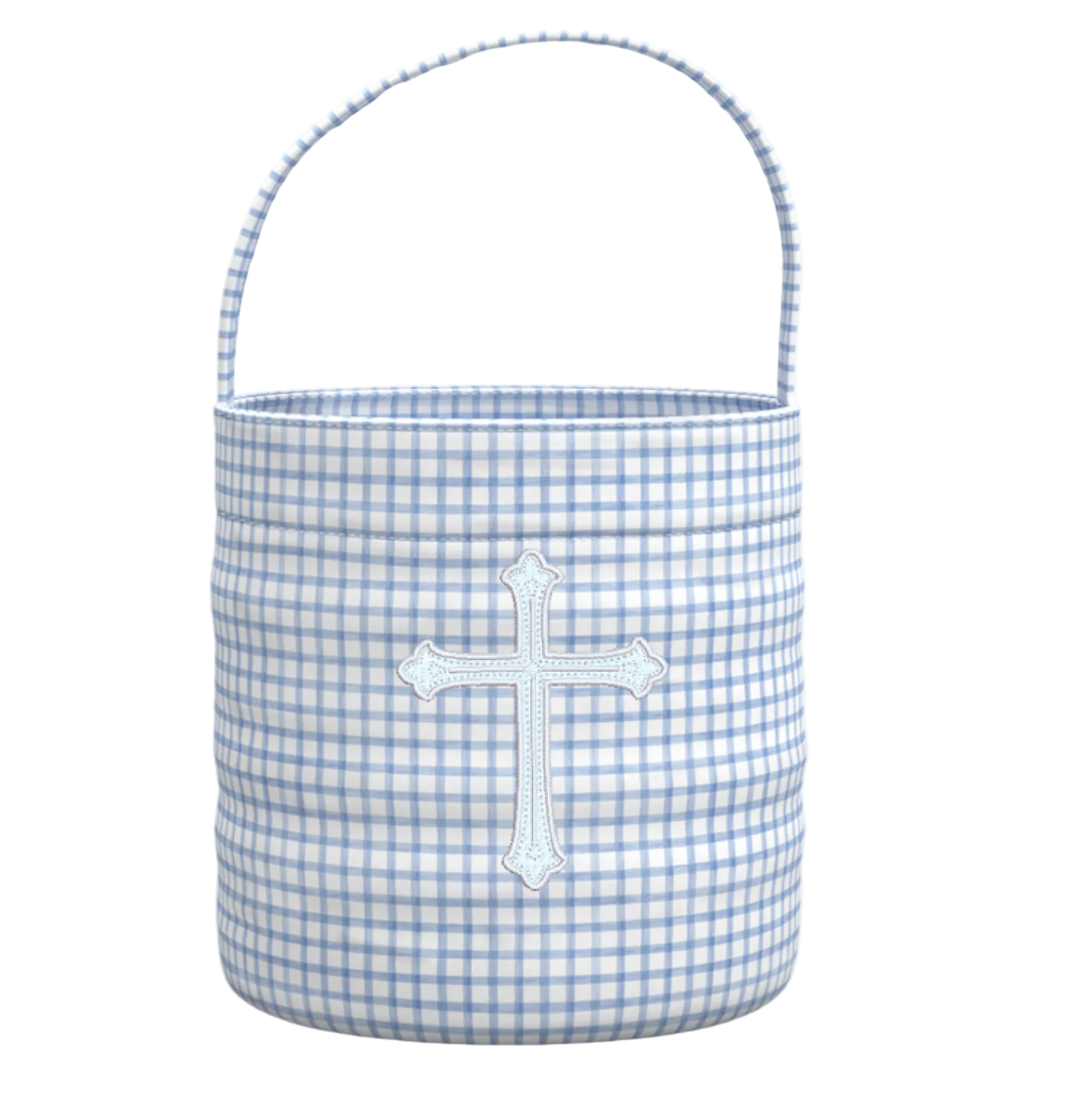 Picnic in Blue Basket with Cross Embroidery