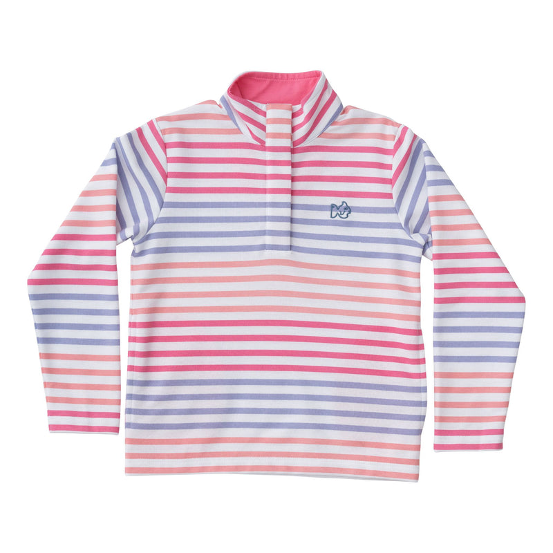 Pink Carnation Multi Color Stripe Sporty Snap Pullover