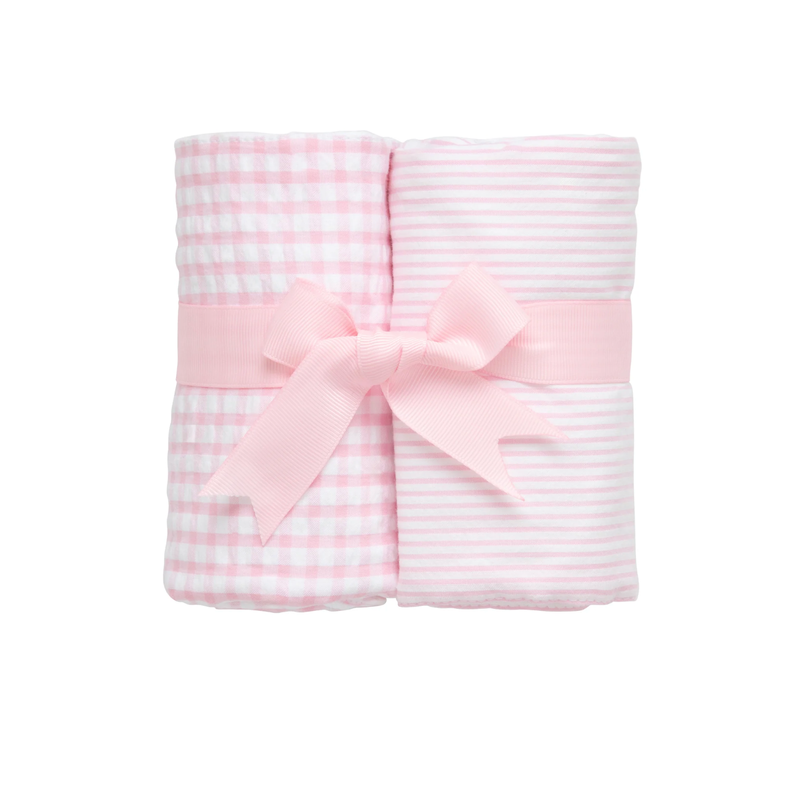 Pink Gingham Set of Two Burp Cloths
