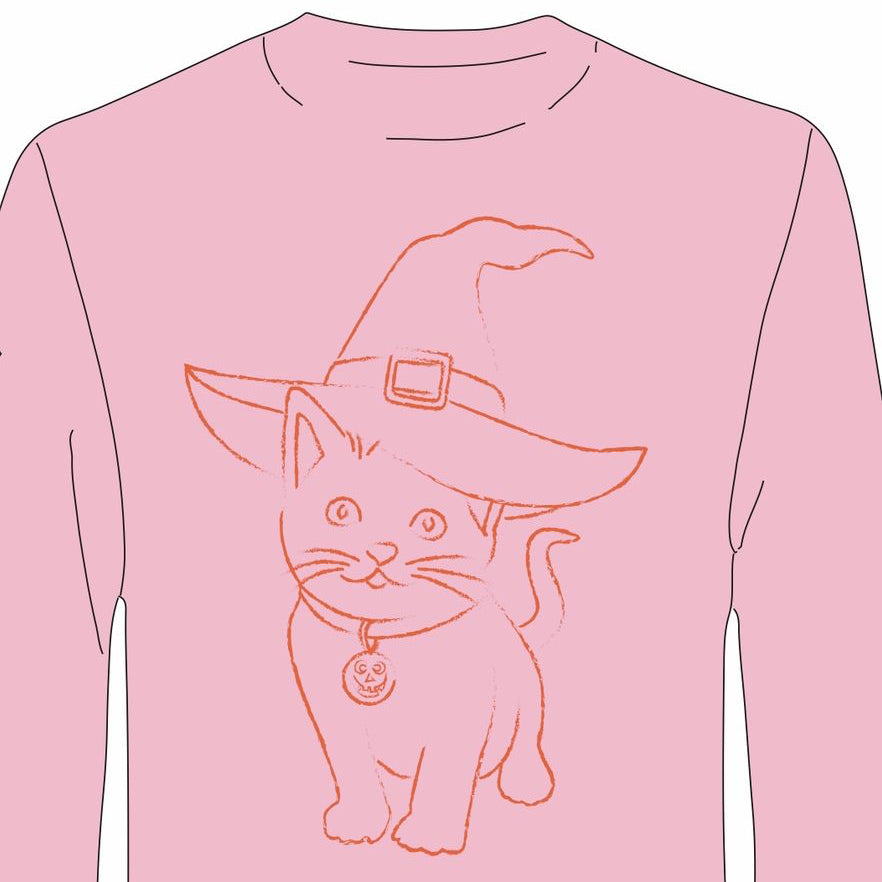 LS Pink Halloween Cat T-Shirt
