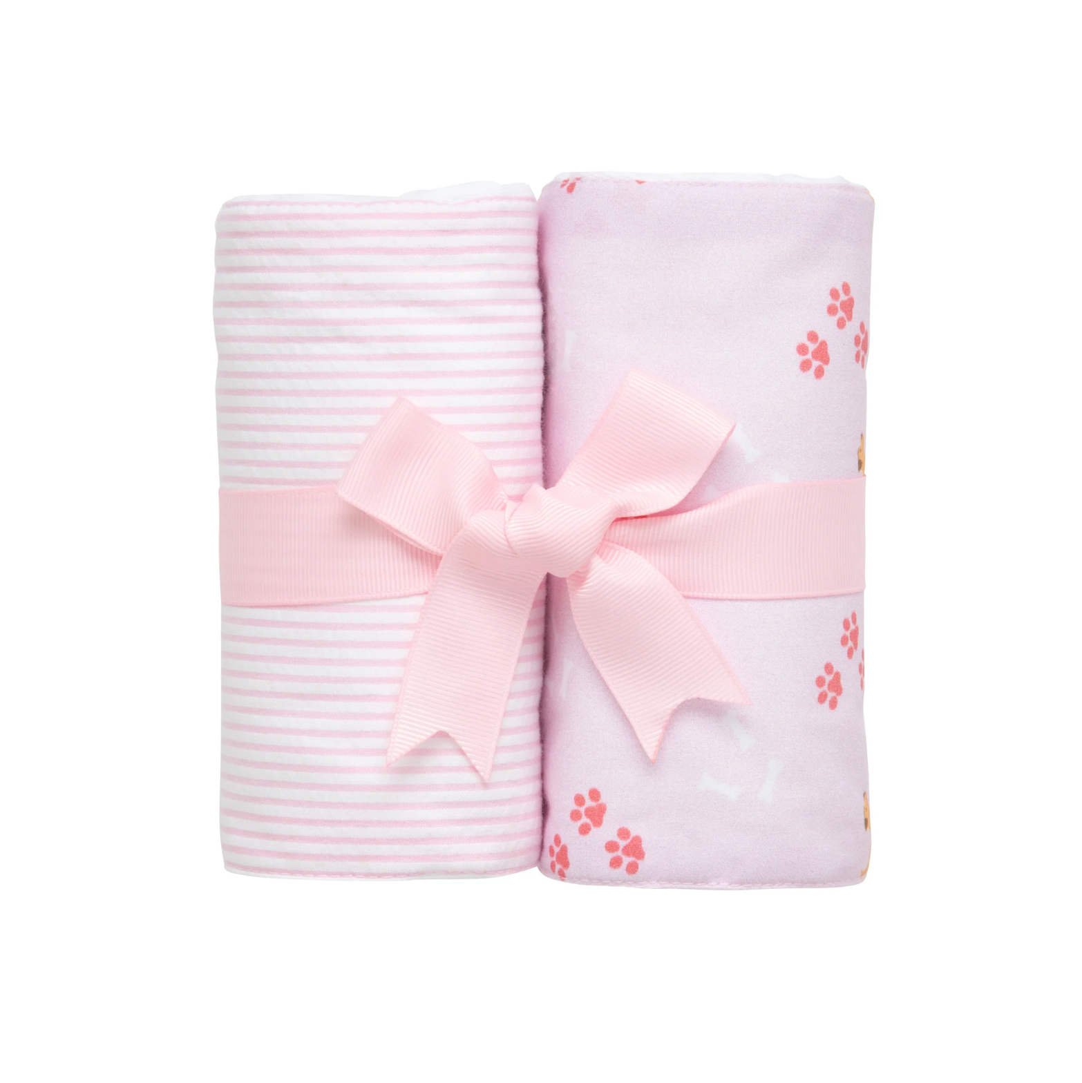 Pink Puppy Set of Two Burp Cloths