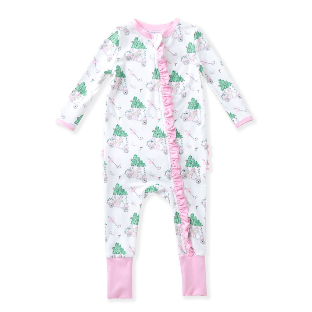 Pink Ruffle Christmas Golf Cart Footie