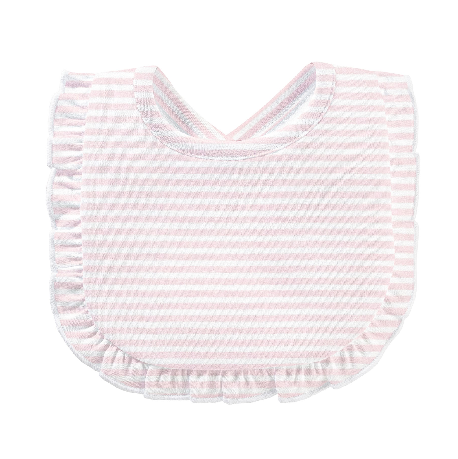 Pink Stripes Bib with Ruffle