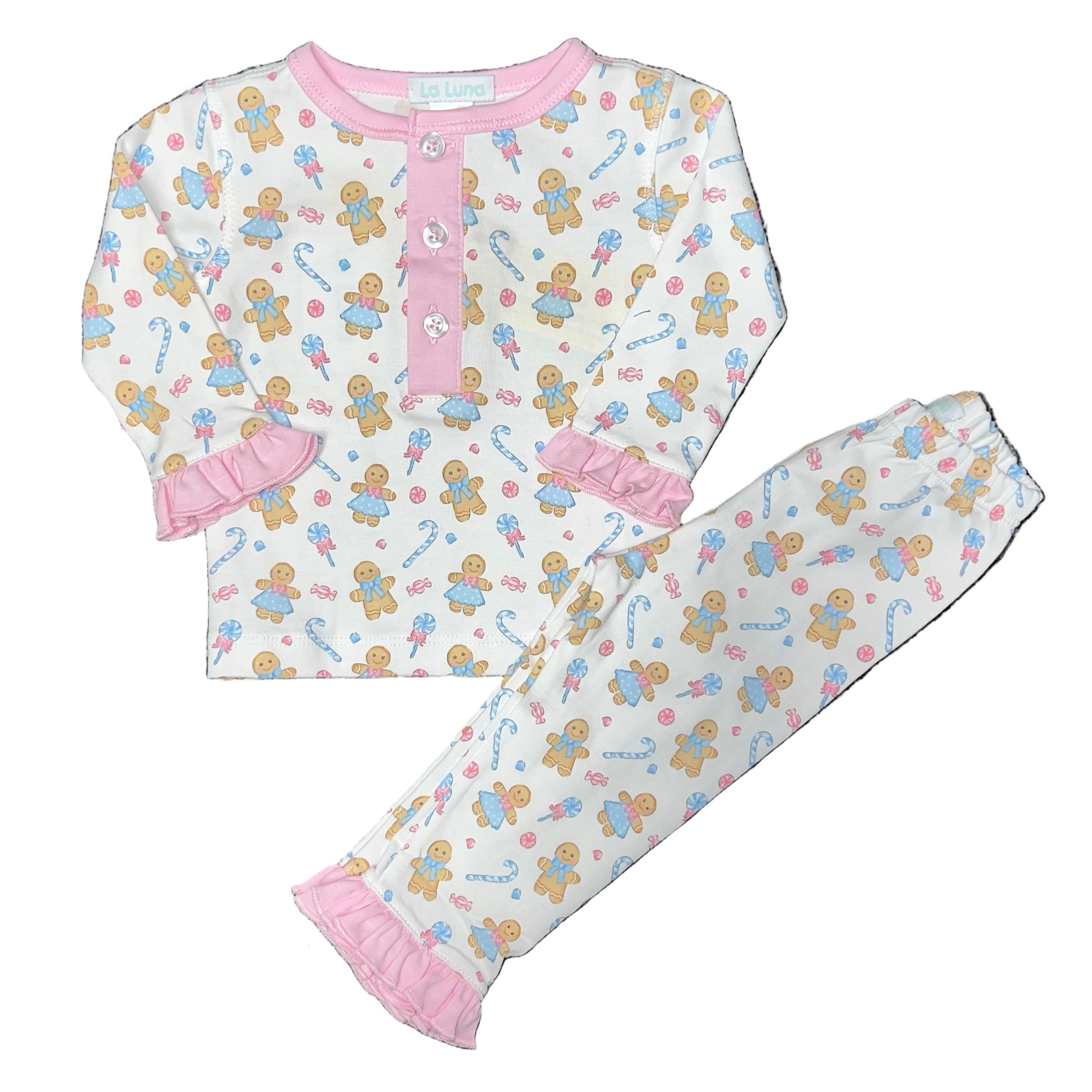 Pink Gingerbread Ruffle Pajamas