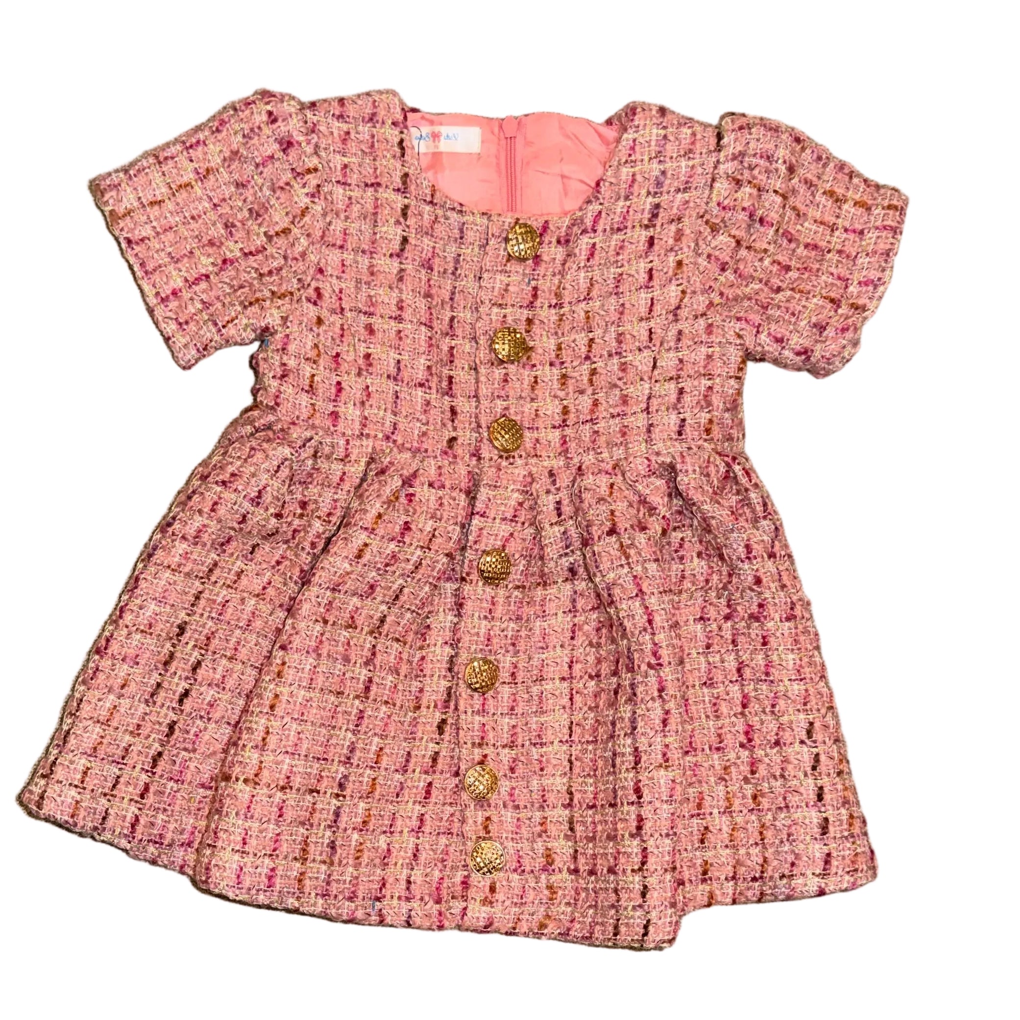 Pink/Gold Tweed Dress