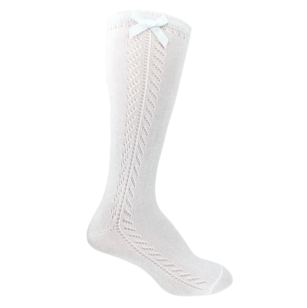 Pointelle Bow Knee High Socks
