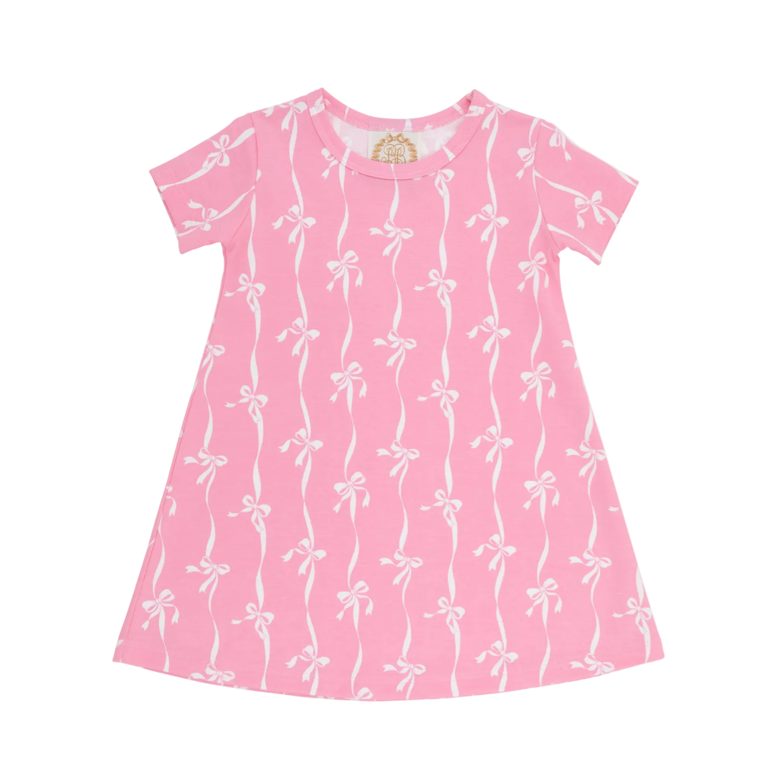 Polly Play Dress Short Sleeve Bell Court Bows (Hamptons Hot Pink)