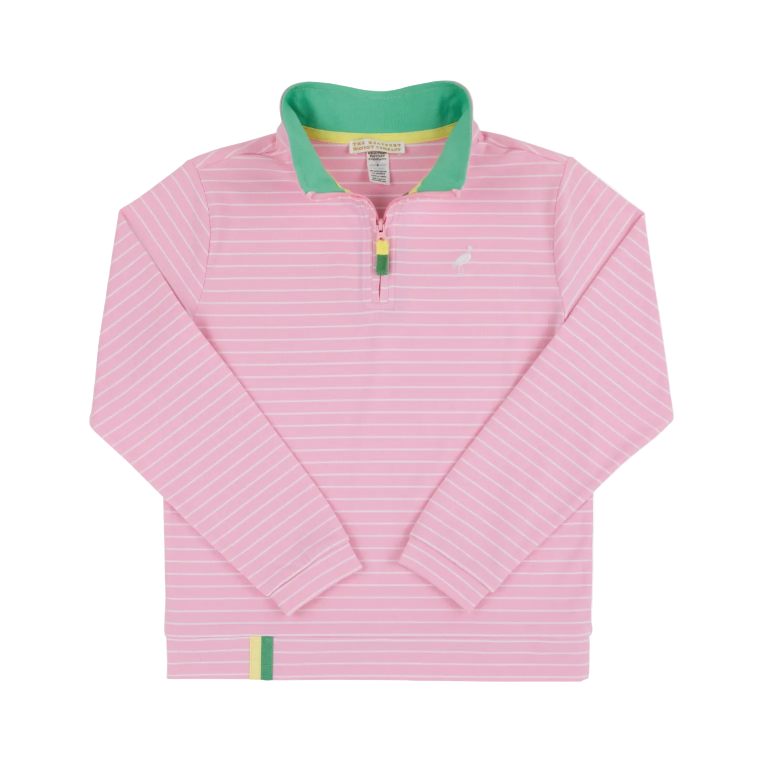 Prepletic Hayword Half Zip Pier Party Pink Stripe Gibson Island Green