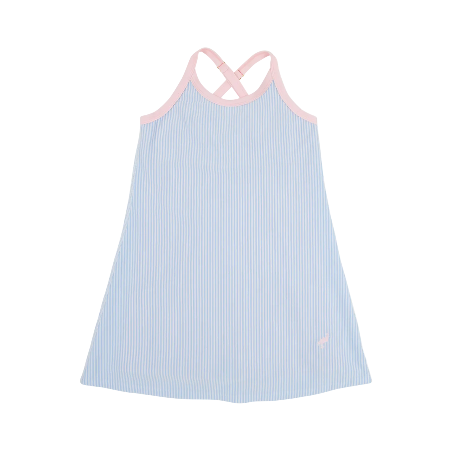 Prepletic Little Miss Tennis Dress Seersucker Beale Street Blue Seersucker Palm Beach Pink