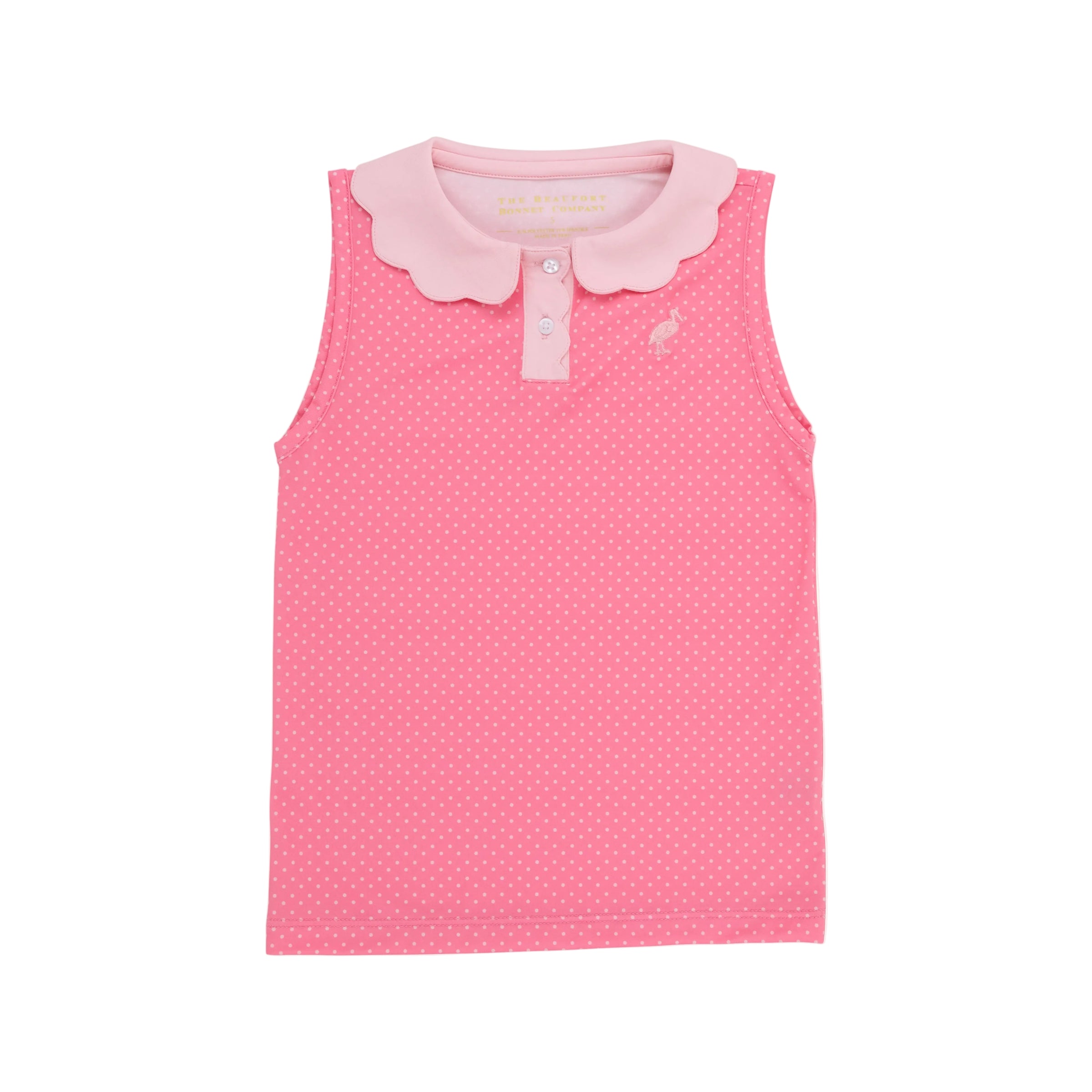 Prepletic Sleeveless Preppy Polo Romany Rose Microdot Sandpearl Pink