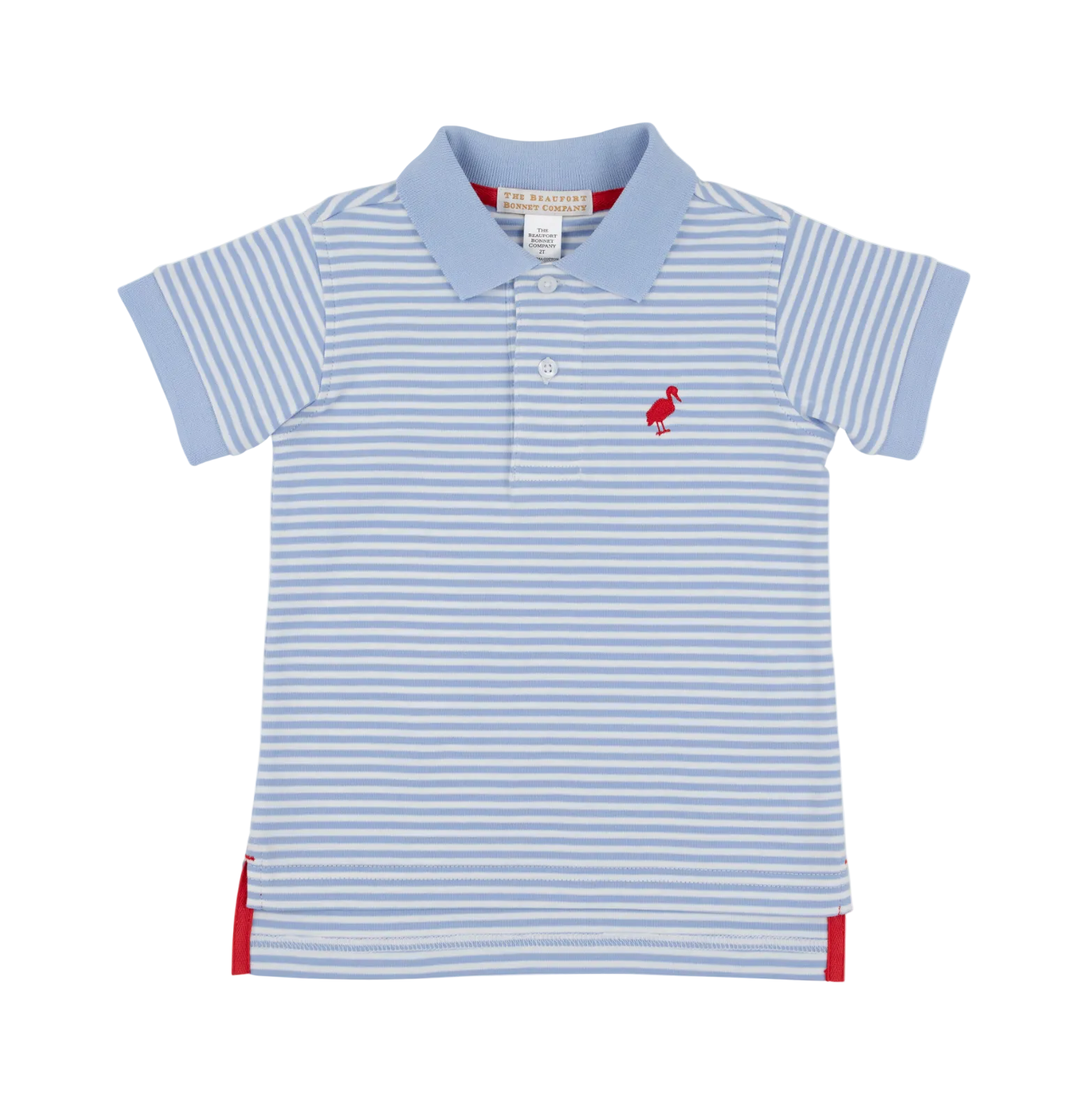 Prim and Proper Polo SS Pima Beale Street Blue Stripe/Beale Street Blue/Richmond Red