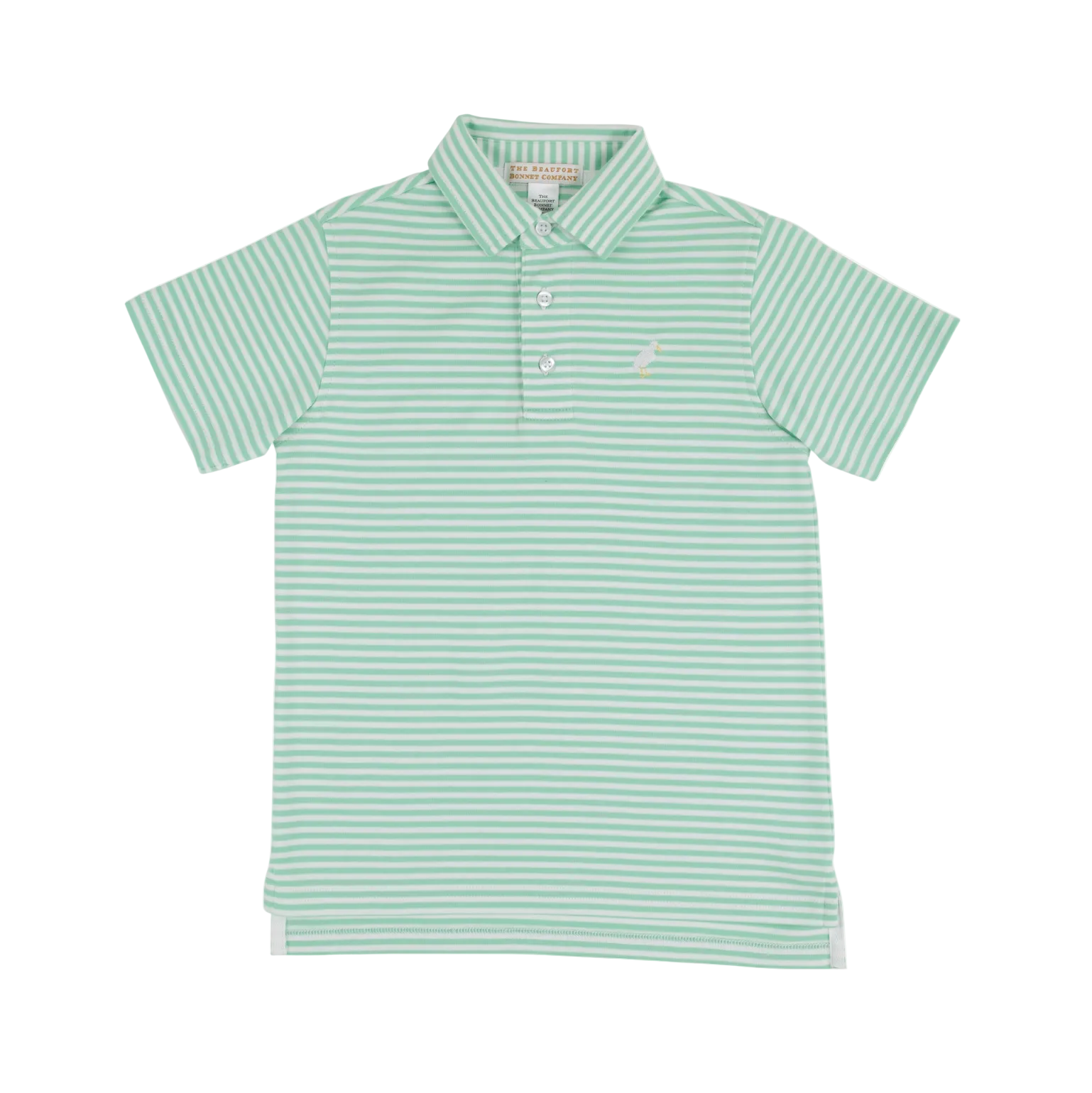 Prim and Proper Polo SS Pima Grace Bay Green Stripe Multicolor