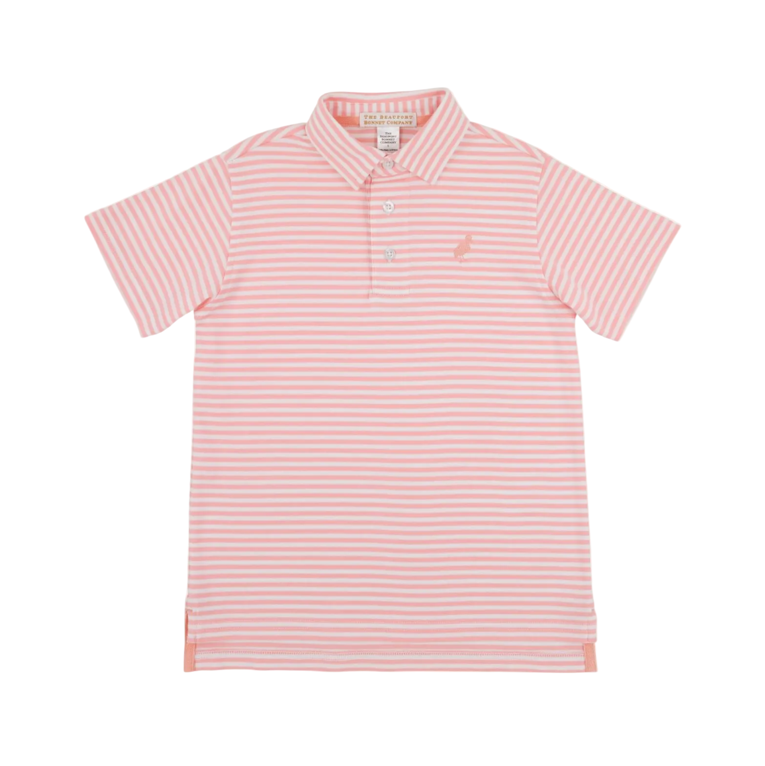 Prim and Proper Polo SS Pima Sanibel Salmon Stripe Pompano Peach