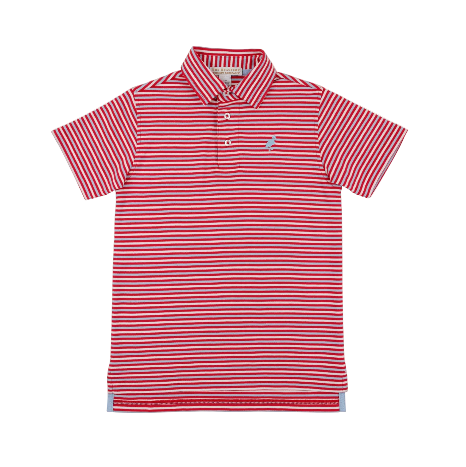 Prim and Proper Polo SS Pima Sumner County Stripe (Richmond Red) Beale Street Blue