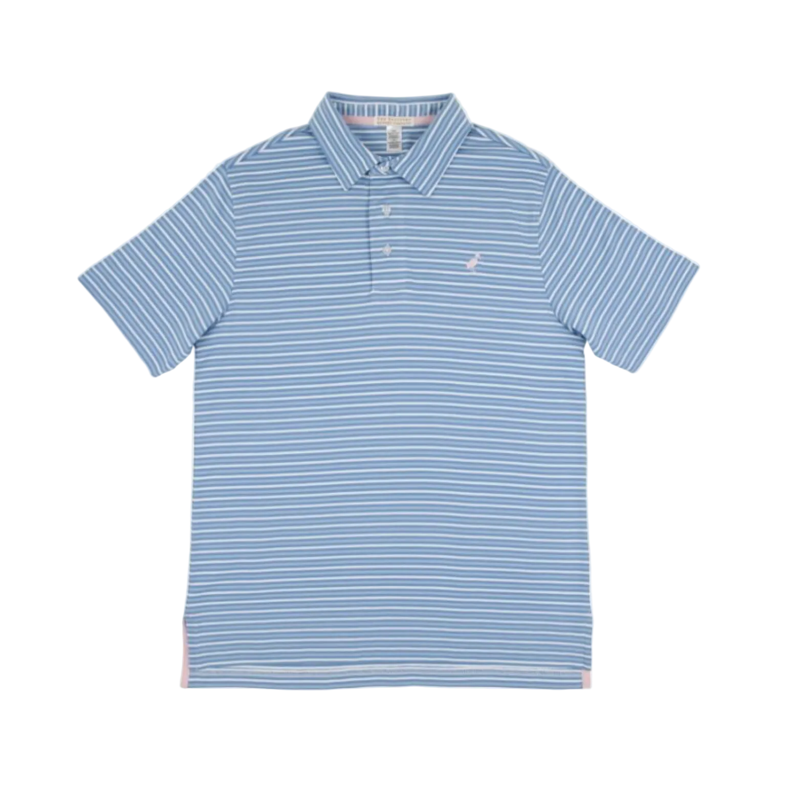 Prim and Proper Polo SS Pima Sumner County Stripe (Sunrise Blvd Blue) Palm Beach Pink