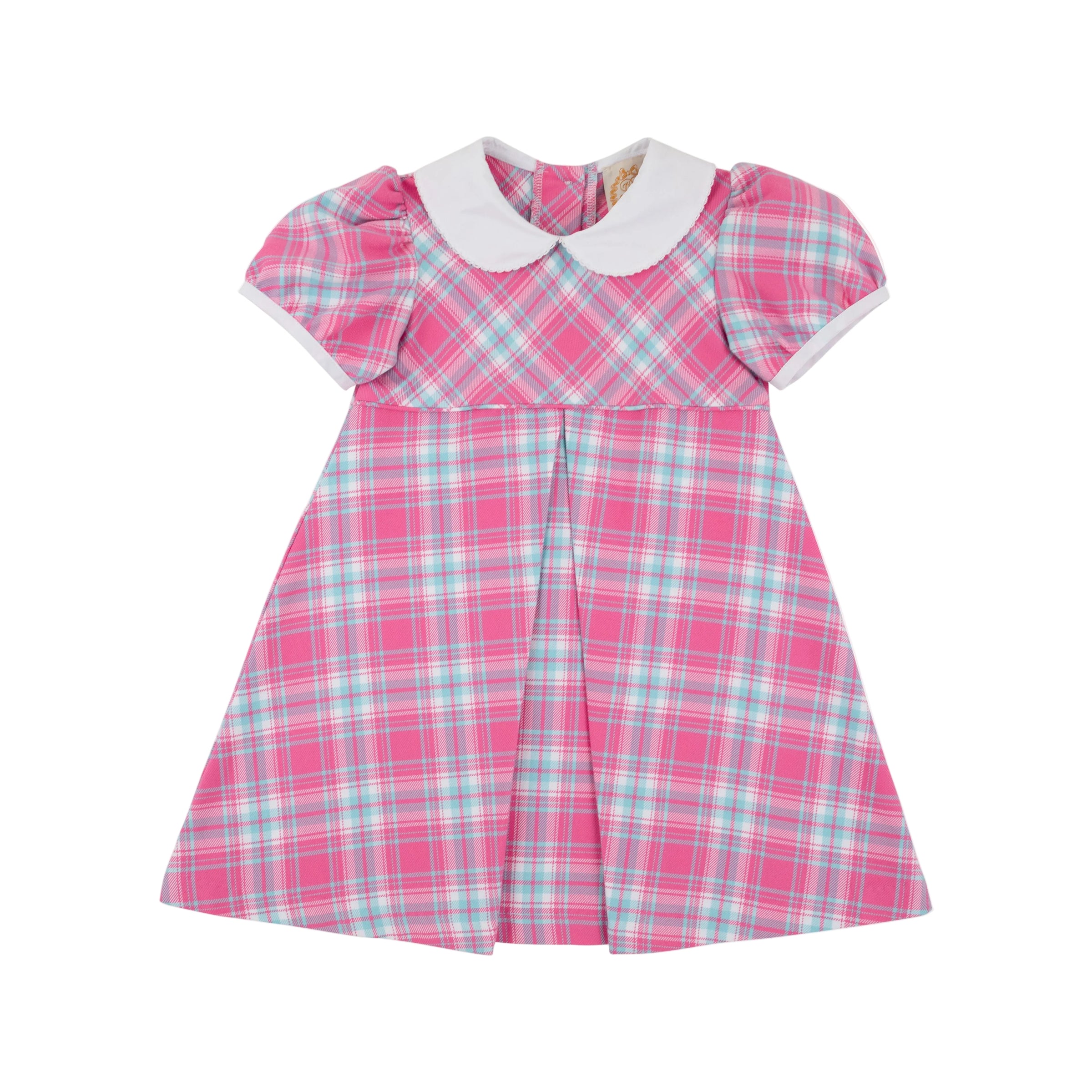 Princess Pleat Dress Brenton Point Plaid/Worth Ave White