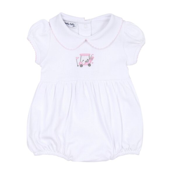 Putting Around Embroidered Collared Girl Bubble-Pink