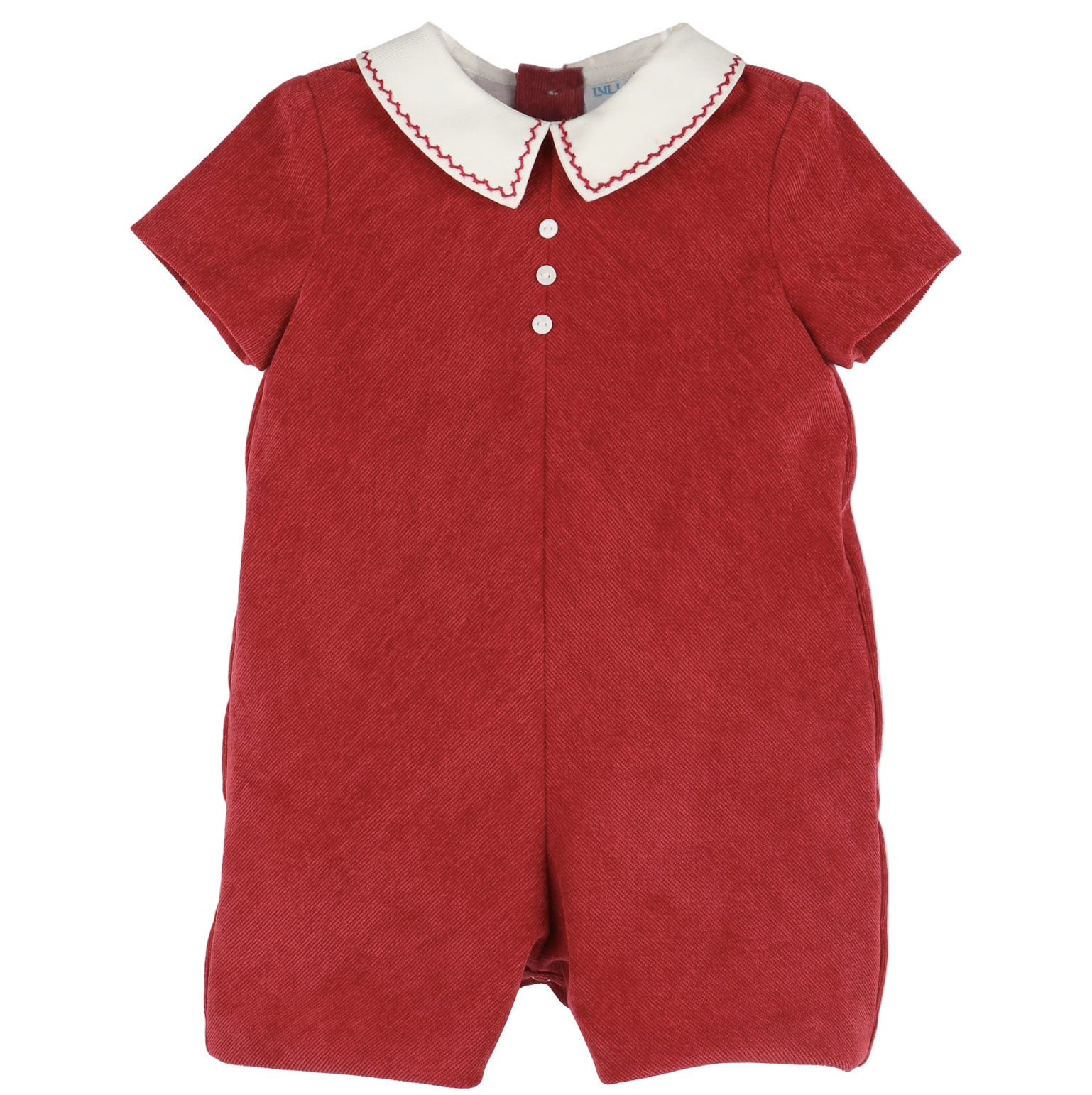 Red Cord Stitches Collar Romper