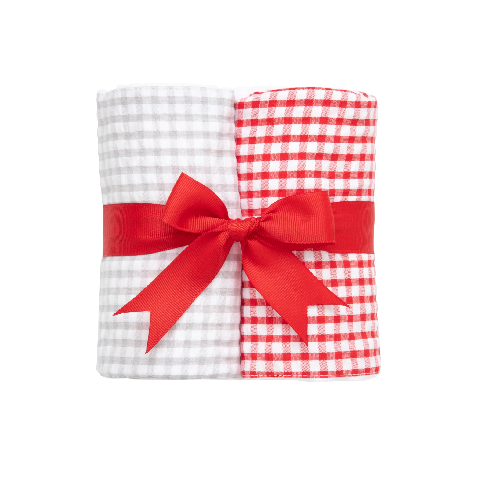 Red/Gray Check Set of Two Burp Cloths