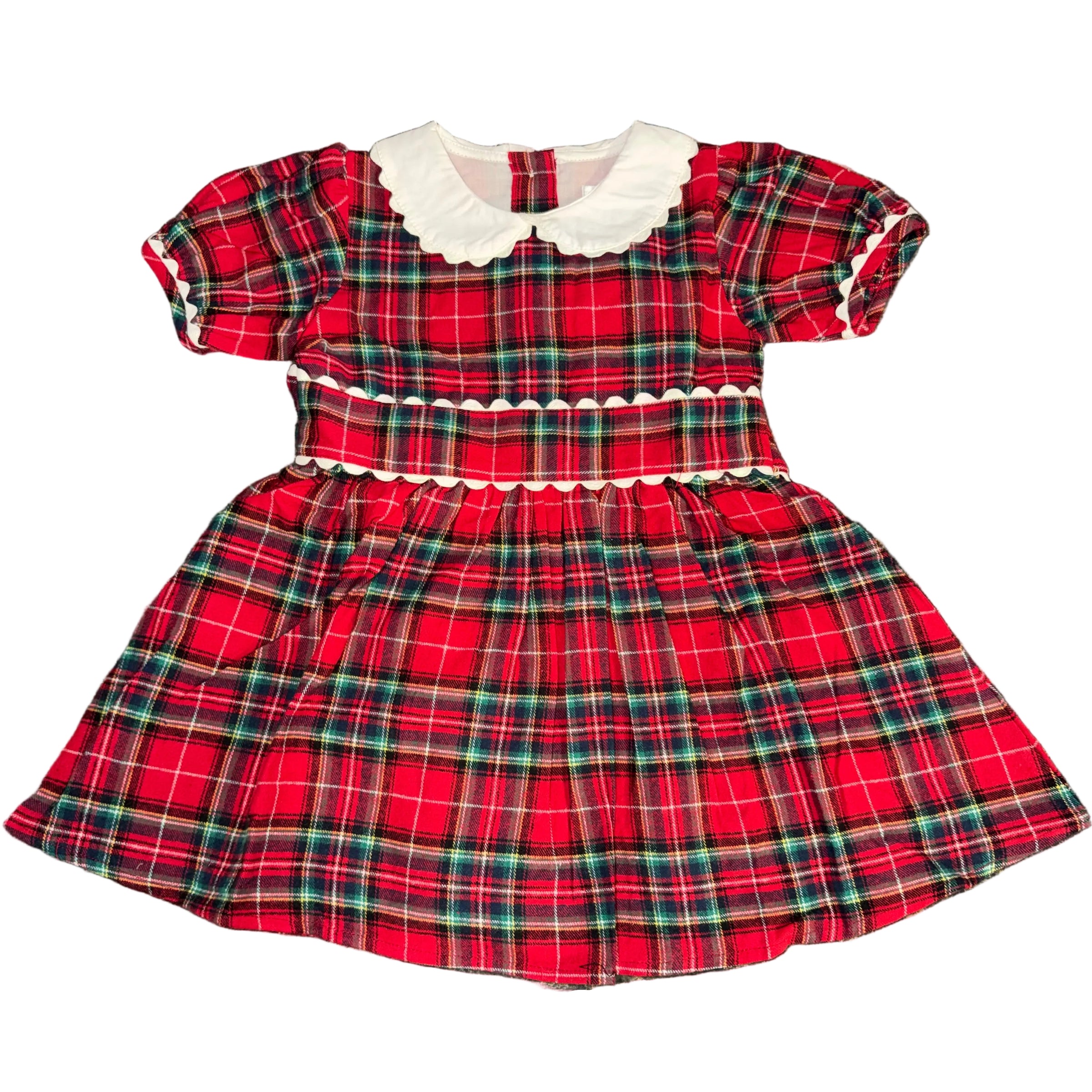 Red Plaid Scallop Dress