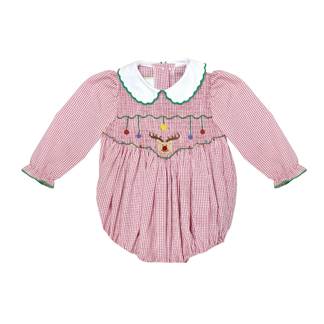 Reindeer Full Smocked Kendall Collar Bubble