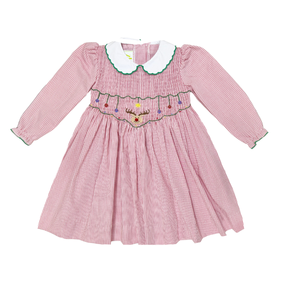 Reindeer Full Smocked Kendall Collar Dress