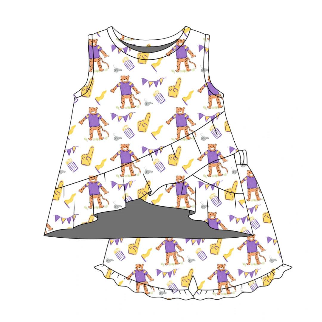 PRE-ORDER Rosie Ruffle Back Top with Susie Shorts- Game Day LSU