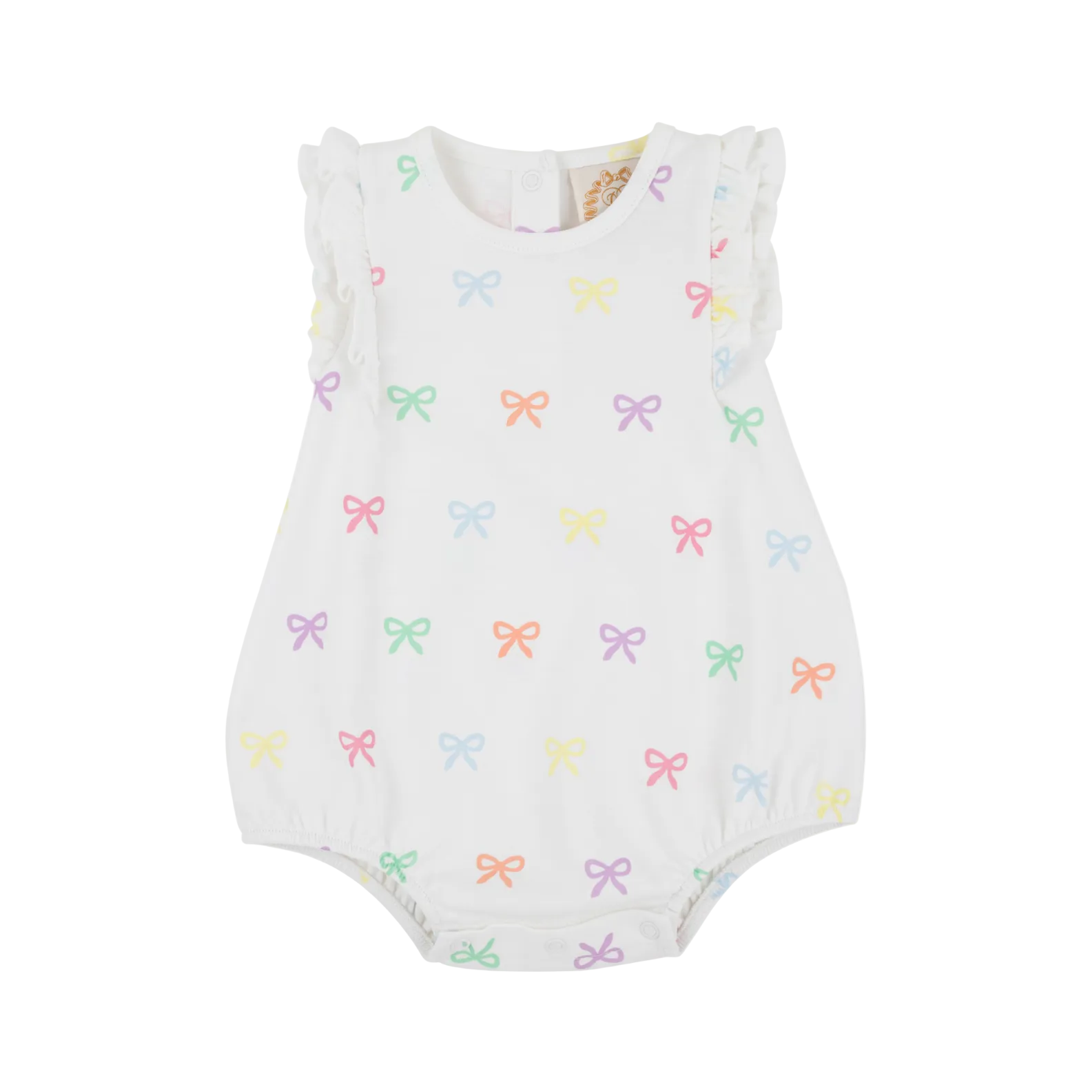 Ruehling Ruffle Bubble Pima Bitty Bows (Worth Ave White)