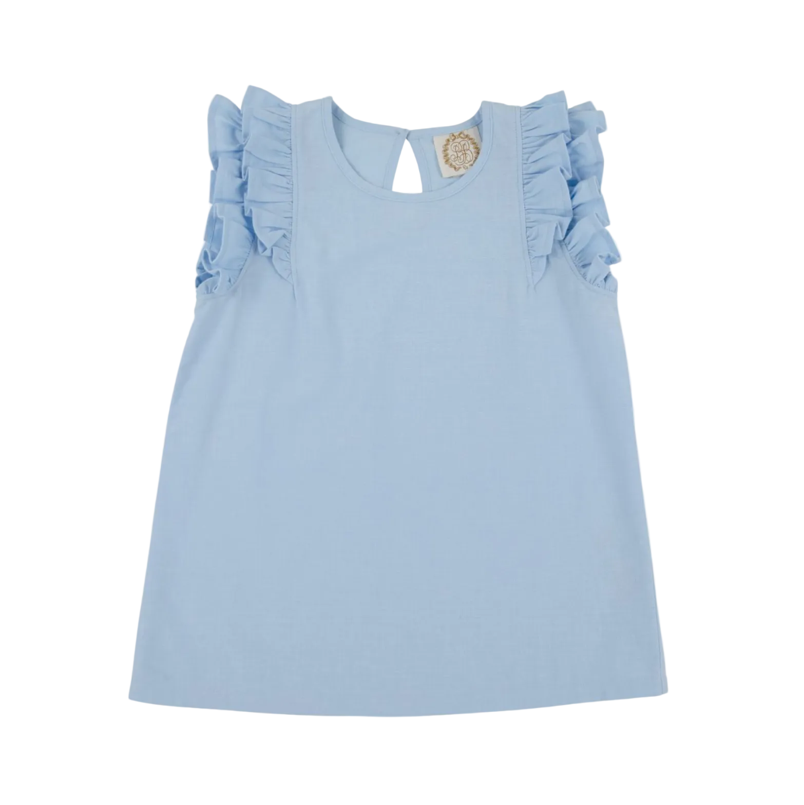 Ruehling Ruffle Top Linen Beale Street Blue