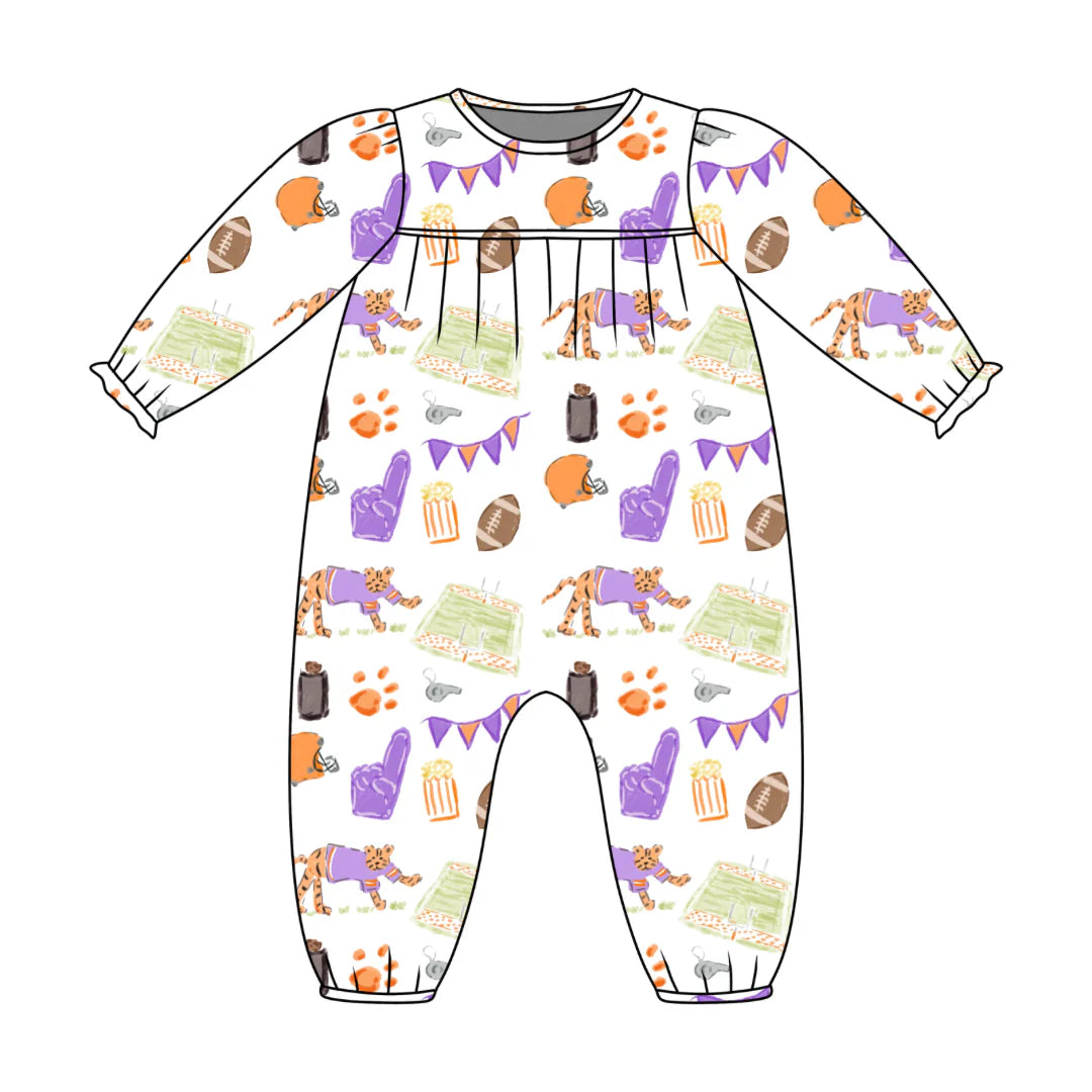PRE-ORDER Ruthie Romper- Game Day Tiger Paws
