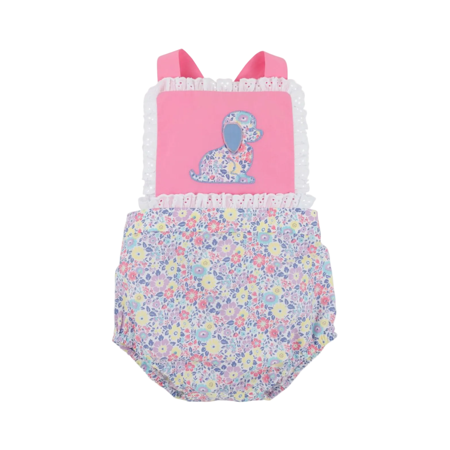 Sally Sunsuit Broadcloth Briar Patch Petals Hamptons Hot Pink