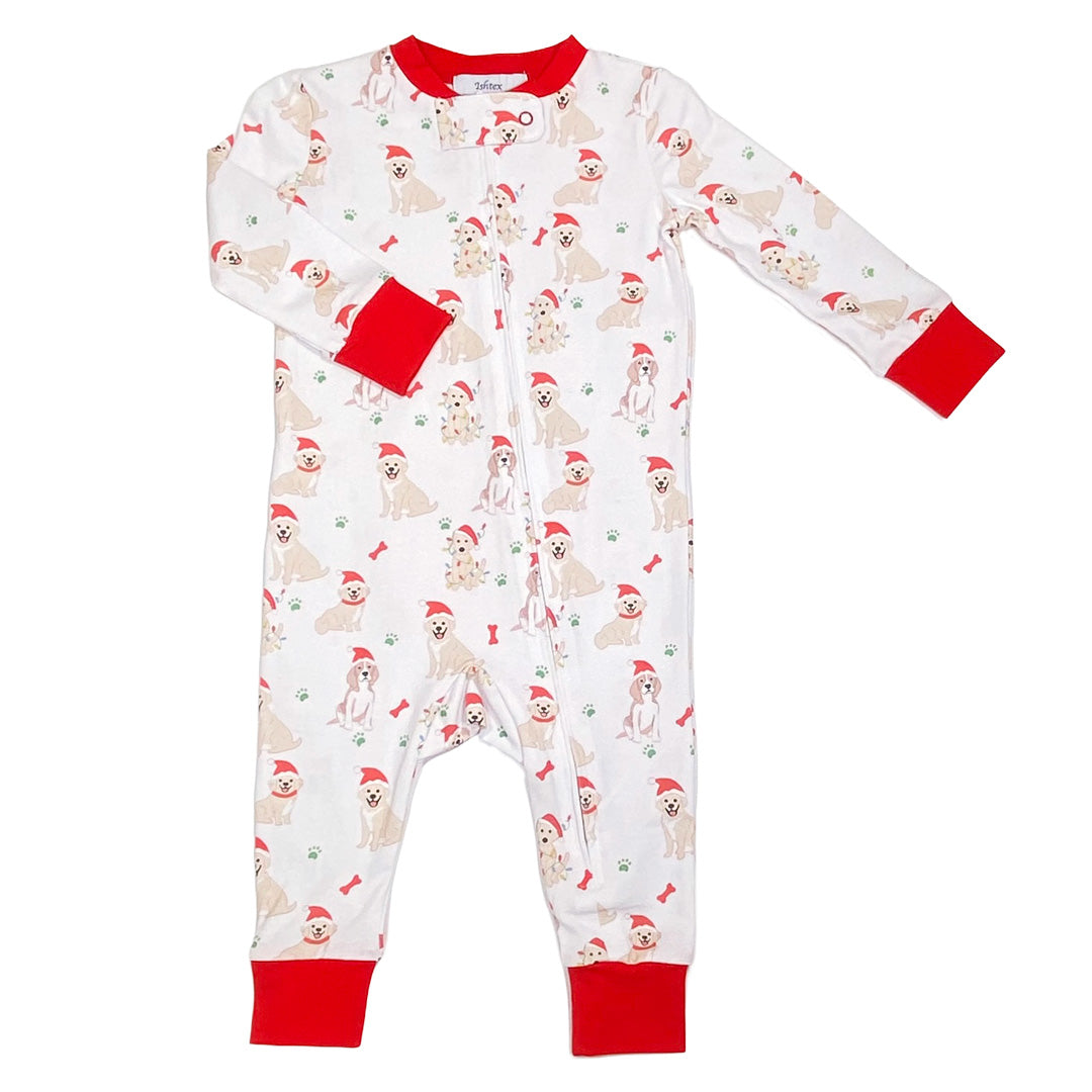Santa Paws Footless Zipper Pajama