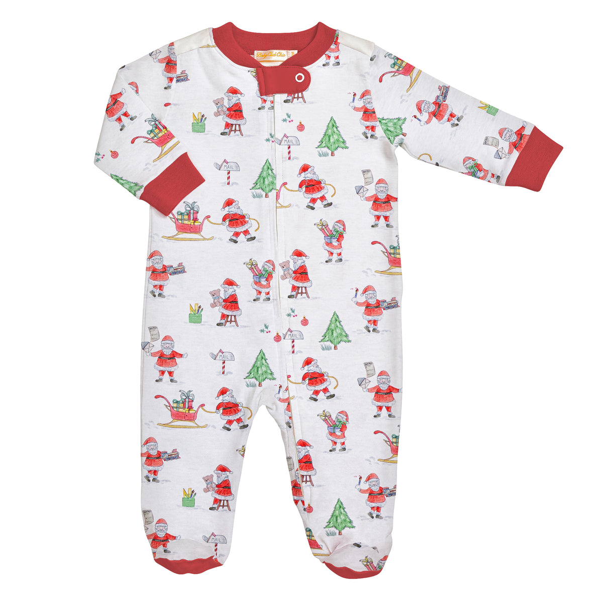 Santa's Workshop Printed Pima Zipped Footie