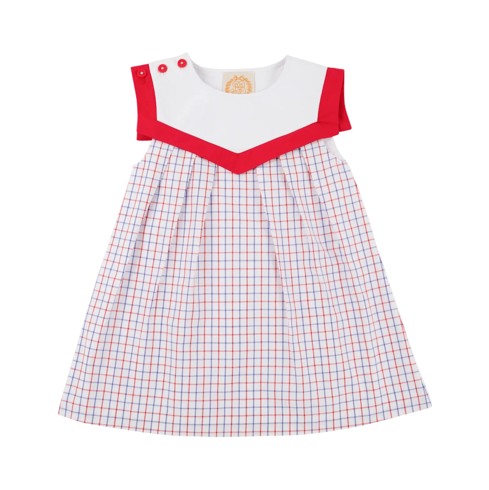 Sarah Sailboat Dress Woven Dyed Yarn Lake Powell Plaid Worth Ave White