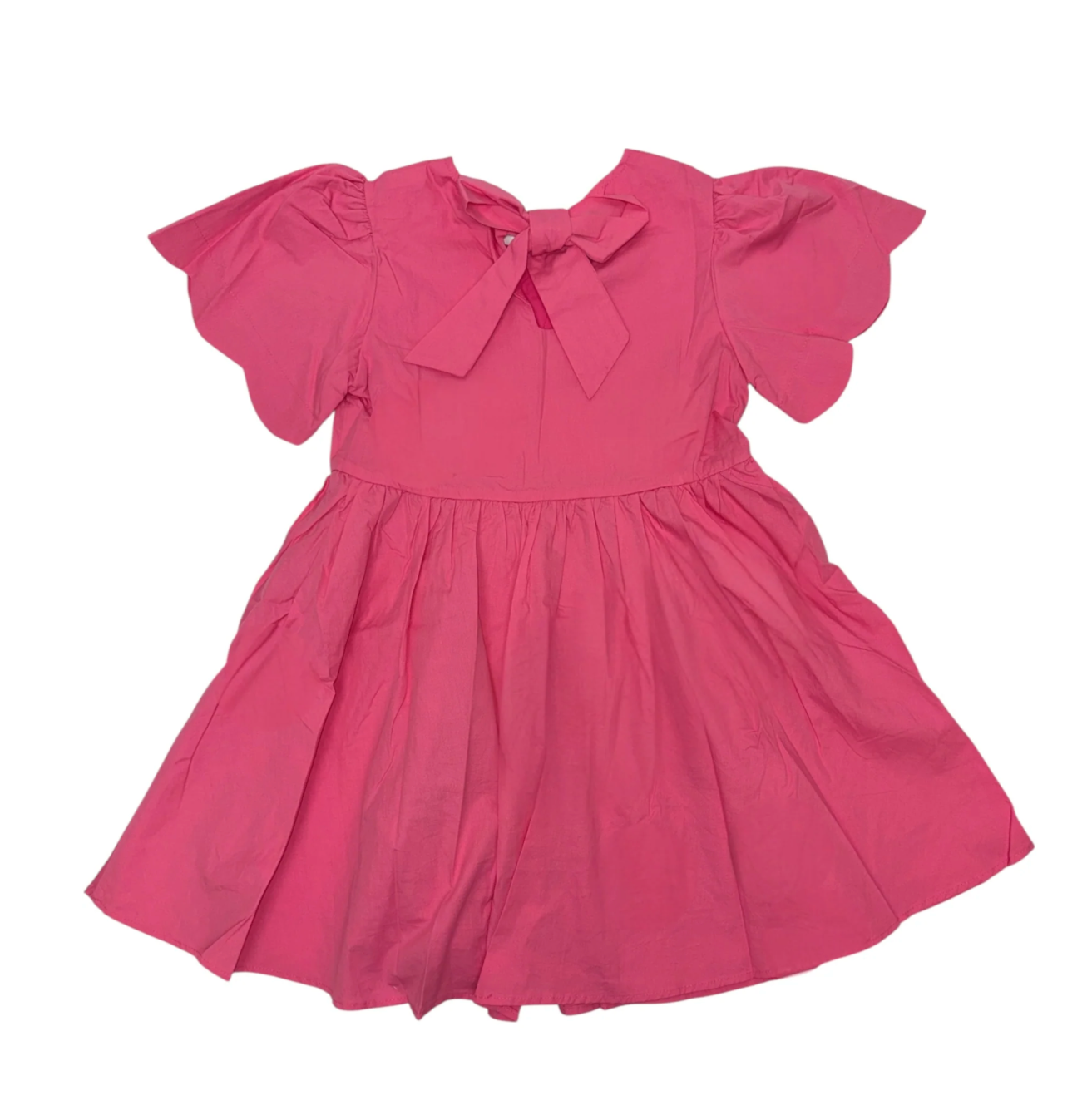 Scallop Sleeve Pink Dress