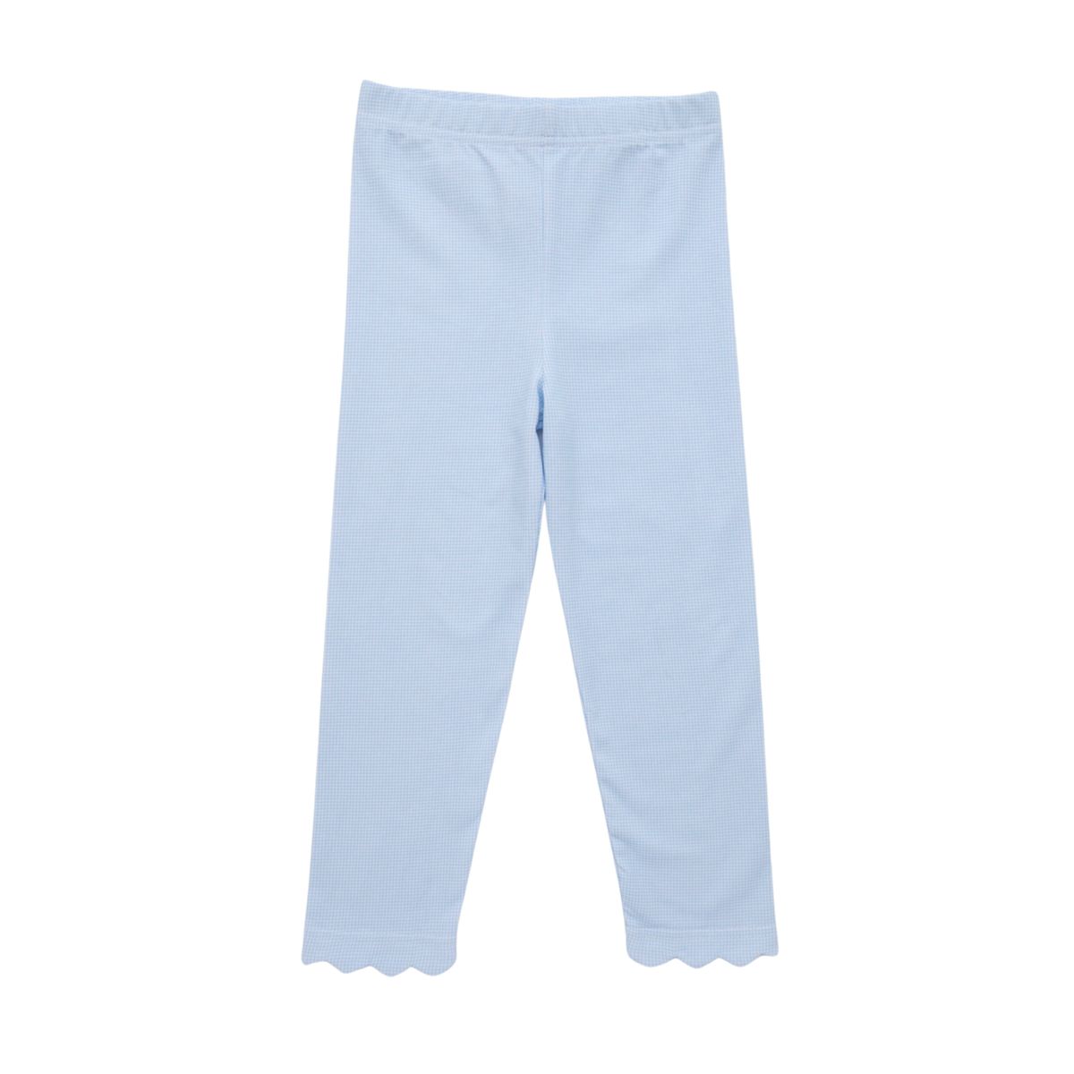 Scallop Leggings- Light Blue Microgingham