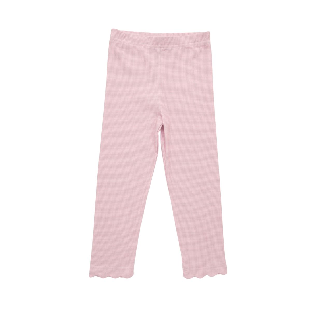 Scallop Leggings- Light Pink Microgingham
