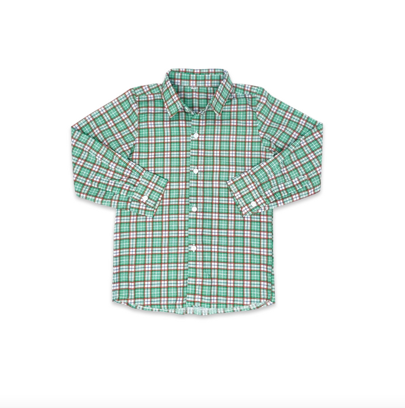 Green Plaid Button Down- size 6